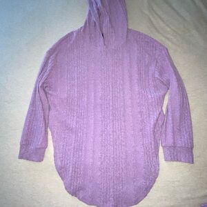 SHEIN Lavender purple knitted hoodie and pants loungewear set.